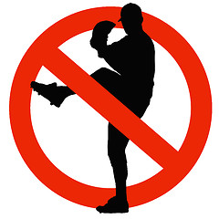 Image showing Baseball Player Silhouette on Traffic Prohibition Sign