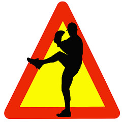 Image showing Baseball Player Silhouette on Traffic Warning Sign