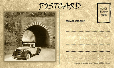 Image showing Vintage Empty Blank Motor Car Postcard Template