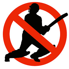 Image showing Cricket Player Silhouette on Traffic Prohibition Sign