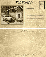 Image showing Vintage Empty Blank Motor Car Postcard Template Front Back