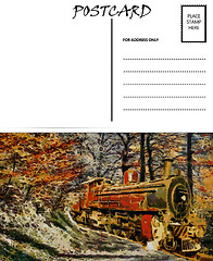 Image showing Empty Blank Postcard Template Steam Train Image 