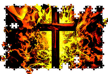 Image showing Flaming Cross Christian Illustration Puzzle