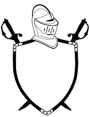 Image showing Isolated 16th CenturyWar Shield Swords and Helmet