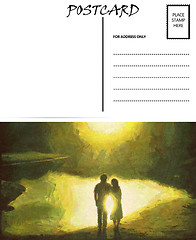 Image showing Empty Blank Postcard Template Reflection Couple Image 