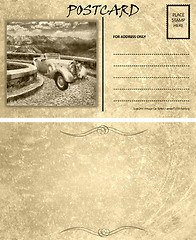 Image showing Vintage Empty Blank Motor Car Postcard Template Front Back