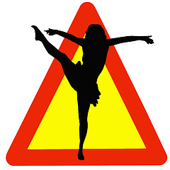 Image showing Dancer Silhouette on Traffic Warning Sign