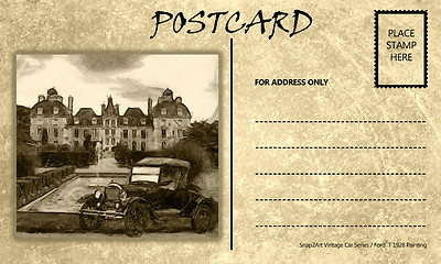 Image showing Vintage Empty Blank Motor Car Postcard Template