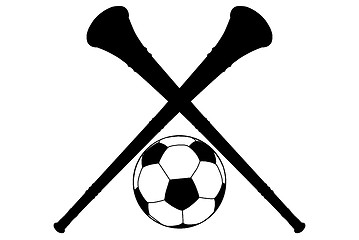 Image showing Vuvuzela Horn and Soccer Ball Silhouette Isolation 