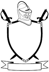 Image showing Isolated 16th Century War Shield Swords Banner and Helmet