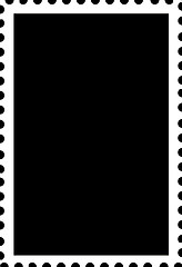 Image showing Blank Open Postage Edge Outline Portrait Template White on Black