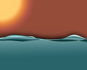 Image showing Clear Water Waves and Scorching Sun Background