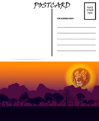 Image showing Empty Blank Postcard Template Africa Sunset Motif 