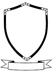 Image showing Isolated 16th Century War Shield with Banner