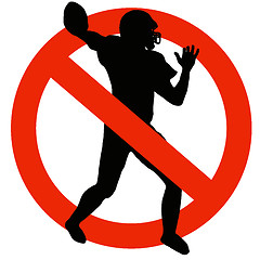 Image showing Football Player Silhouette on Traffic Prohibition Sign