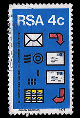 Image showing South Africa Postage Stamp Automated Post Sorting 1975