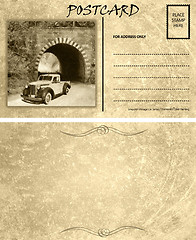 Image showing Vintage Empty Blank Motor Car Postcard Template Front Back