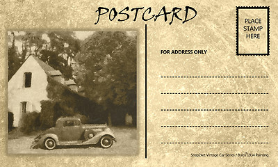 Image showing Vintage Empty Blank Motor Car Postcard Template