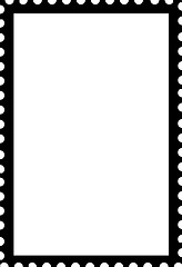 Image showing Blank Open Postage Edge Outline Portrait Template Black on White