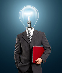 Image showing Lamp Head Businessman With Laptop