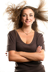 Image showing Woman With Wind in her Hair