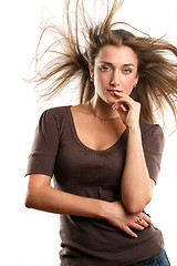 Image showing Woman With Wind in her Hair