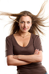 Image showing Woman With Wind in her Hair