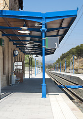Image showing Railway station and railroad rails