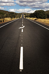 Image showing Asphalt road and white line marking. 