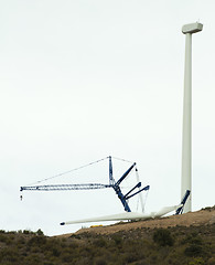 Image showing Installation of wind turbines