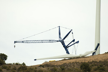 Image showing Installation of wind turbines