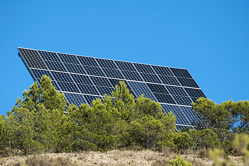 Image showing Solar panels on the mountain