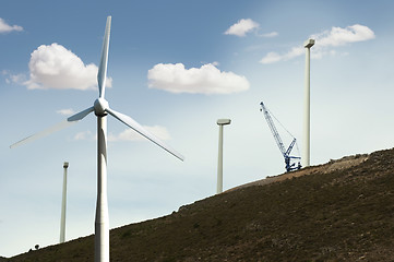 Image showing Installation of wind turbines
