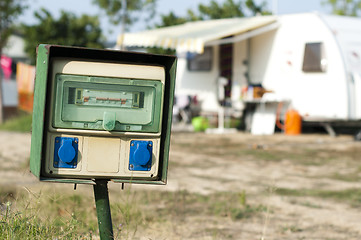 Image showing Electric panel in camping