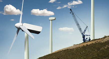 Image showing Installation of wind turbines