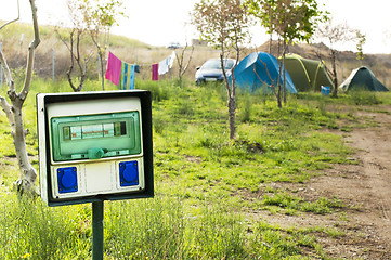 Image showing Electric panel in camping