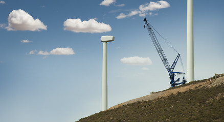 Image showing Installation of wind turbines