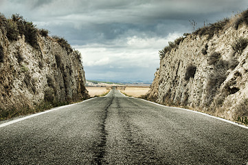 Image showing Old dramatic asphalt road