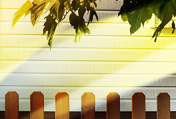 Image showing Wooden decorative fence and  wall