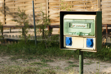 Image showing Electric panel in camping