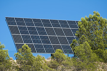 Image showing Solar panels on the mountain