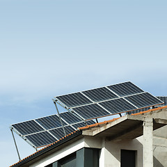 Image showing Solar panels on the roof of a building