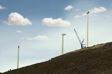 Image showing Installation of wind turbines
