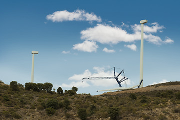 Image showing Installation of wind turbines