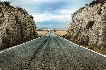 Image showing Old dramatic asphalt road