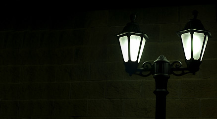 Image showing Night picture of the lamp in the park