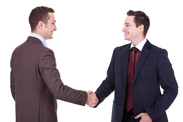 Image showing two young businessman handshake