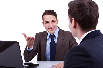 Image showing young business men having a discussion