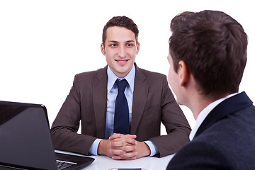 Image showing business man listening to his employee