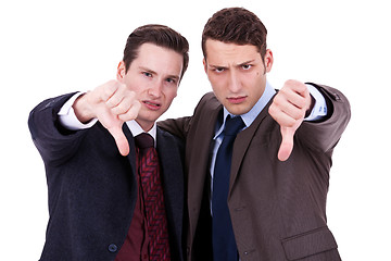 Image showing  business men with thumb down gesture 